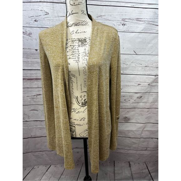 Charter Club small gold/white sweater, cardigan style18 inches pit to pit - Picture 1 of 3